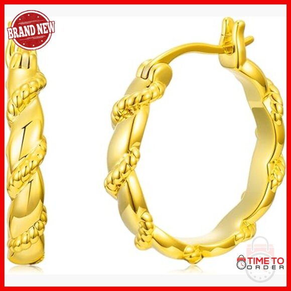 Jewelry - 14K Gold Plated Huggie Hoop Earrings 20mm Hypoallergenic Lightweight